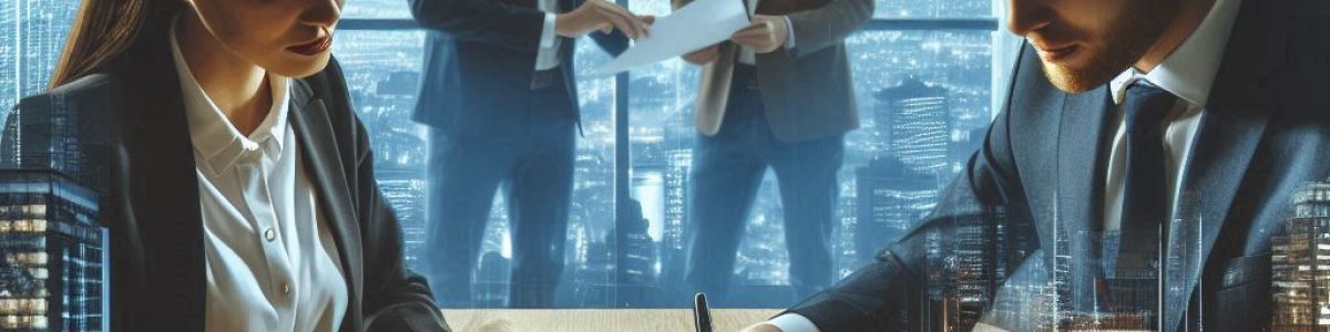 2 persone che firmano un contratto in un ufficio con grattacieli e luci sullo sfondo, risoluzione 1440 x 961 2 persone che firmano un contratto in un ufficio con grattacieli e luci sullo sfondo, risoluzione 1440 x 961